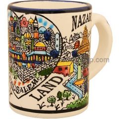 Bluenoemi Armenian Ceramic Mug Pottery Holy Land Bethlehem Nazareth