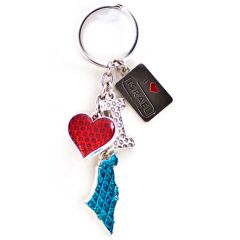 I Love Israel - Decorated Map and Heart Keychain