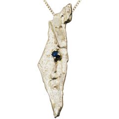 Land of Israel Silver and Sapphire Pendant 