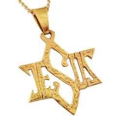 Jesus Star of David 14kt Gold Pendant
