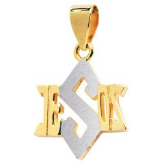 Cross with CZ stones inside Star of David - gold fill