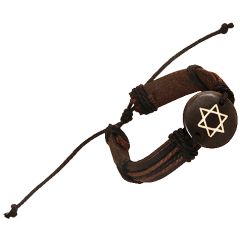 Leather Button Bracelet - Star of David