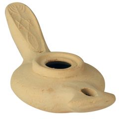 'Grafted in' Messianic Symbol Clay Oil Lamp - Made in Israel - Light Color