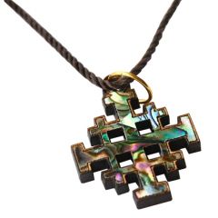 Olive Wood 'Jerusalem Cross' Pendant with Mother Pearl inlay
