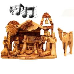Musical Olive Wood Nativity Set from Bethlehem - Silent Night - Camel