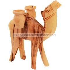 Olive Wood Camel Carrying Two Jars
