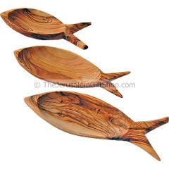 Set of 3 Fish Dishes in Olive Wood