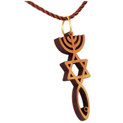 Jerusalem jewelry- Olive Wood 'Grafted In' - Messianic symbol Pendant - Made in Israel