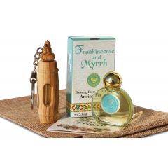Olive Wood Keychain Frankincense and Myrrh Anointing Oil