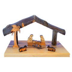 Olive Wood Nativity Scene Ornament from the Holy Land l Open Stable