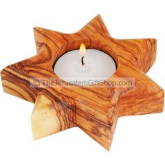 Olive Wood 7 Pointed Star Candle Holder