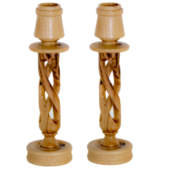 Olive wood Spiral Candlesticks from Bethlehem