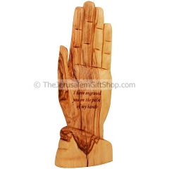 God's Hand - Engraved in the Palm Of - Olive Wood