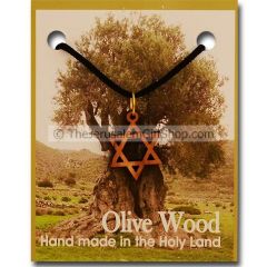 Olive Wood 'Star of David' Pendant with Necklace