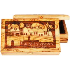 Large Olive Wood Box - Pray for the Peace of Jerusalem
