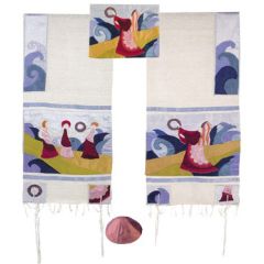 Yair Emanuel 'Miriam and Devorah' Hand-Painted Silk Prayer Shawl Tallit Set
