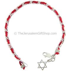 Red String and Silver Star of David Bracelet