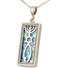 Roman Glass Silver 'Grafted In' Messianic Pendant - Made in Israel