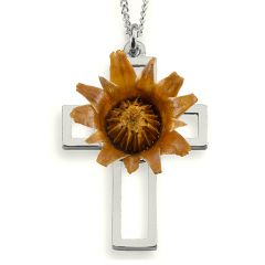 The Rose of Bethlehem Silver Cross Necklace