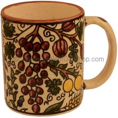 Large Armenian Ceramic Beige 'Seven Species' Mug
