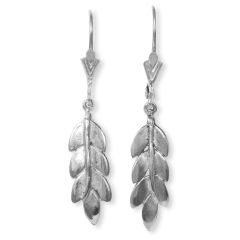 Silver earrings designed with olive tree leaves