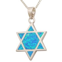 Sterling Silver Star of David with 7 piece Opal Pendant