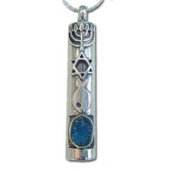 Sterling Silver and Roman Glass Messianic Mezuzah