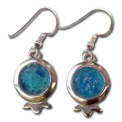 Sterling Silver Roman Glass Pomegranate Earrings | Unique Handmade Jewelry