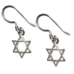 Sterling Silver Star of David within Circle Earrings