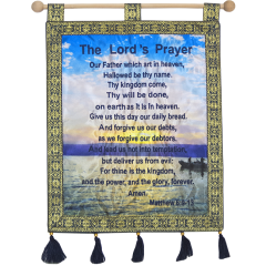 The Lord's Prayer - Jerusalem Wall Hanging - Matthew 6 - Blue
