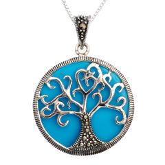 Jerusalem jewelry- 'Tree of Life' Pendant with Solomon Stone Oval Frame - Sterling Silver