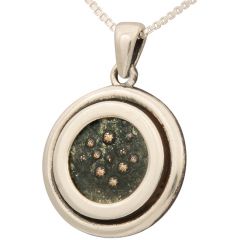 Genuine Widow's Mite Coin in Sterling Silver Frame Pendant