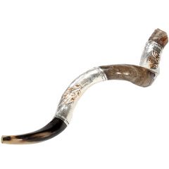 Silver Grafted In with Olive Branch Large Yemenite Shofar