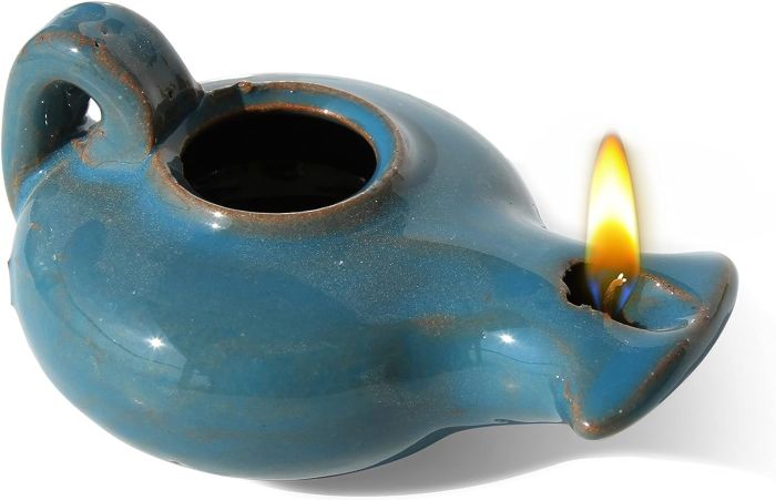 Blue Herodian Glazed Oil Lamp
