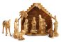 Nativity Set Deluxe - Olive Wood Made in Bethlehem - 12 Pieces (back of the Manger could be with or without the Angel)