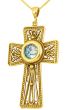 Roman Glass - Radiant 'Cross' Pendant - 14k Gold - Made in the Holy Land