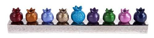 Hanukkah Menorah - Pomegranates - Multicolor

