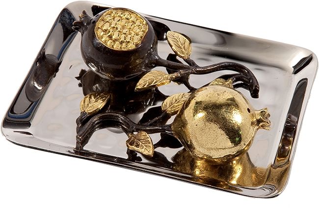 Yair Emanuel Stainless Steel & Copper Pomegranate Salt and Pepper Shakers