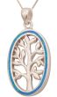 'Tree of Life' Pendant with Dark Opal Oval Frame - Sterling Silver 
