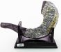 Silver Jerusalem Rams Shofar with Stand