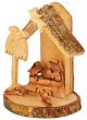 Olive Wood Mini Nativity Scene Ornament from the Holy Land l Natural Bark - Side View