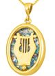 Roman Glass 'King David Harp - Lyre' Pendant - 14k Gold - Made in the Holy Land
