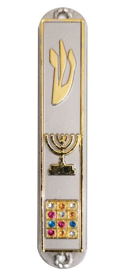 Mezuzah with Hoshen and Menorah
