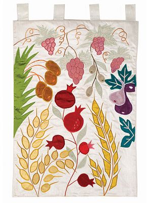 Seven Species Raw Silk Wall Hanging