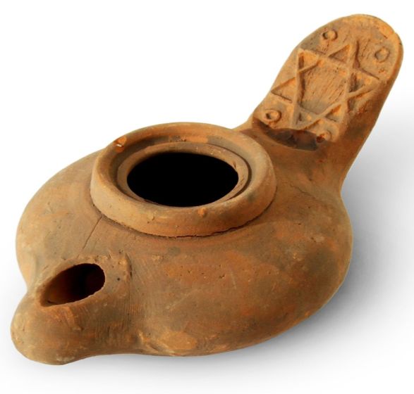Clay Oil Lamp - Herodian with Star of David