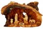 Olive Wood Tree Trunk Nativity Scene | Fixed Pieces Set Hand Carved in Bethlehem | Faceless 10 inch