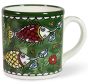Armenian ceramic cups with artistic 'fishes' design, hand painted Green