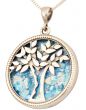Roman Glass 'Tree of Life' Pendant - 925 Sterling Silver - Israeli Jewelry