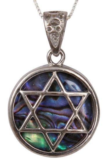 Abalone mother of pearl star of david pendant