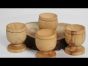 Four communion cups and Natural tray made of olive wood a Faith